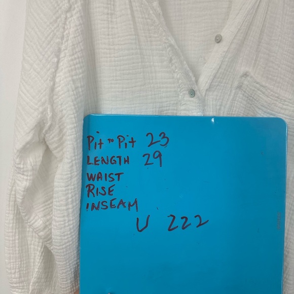 4our Dreamers Cotton Button Down Casual Shirt White Pocket Lightweight Medium - Picture 6 of 6